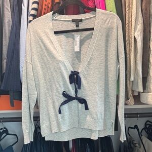 J. Crew Gray Cardigan with Navy Bow